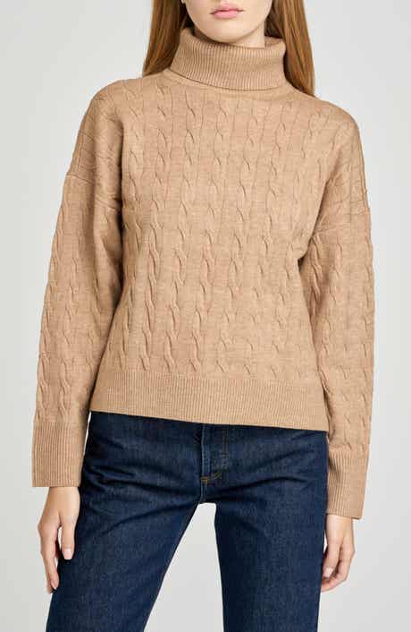 WAYF Sally Cable Knit Turtleneck Sweater