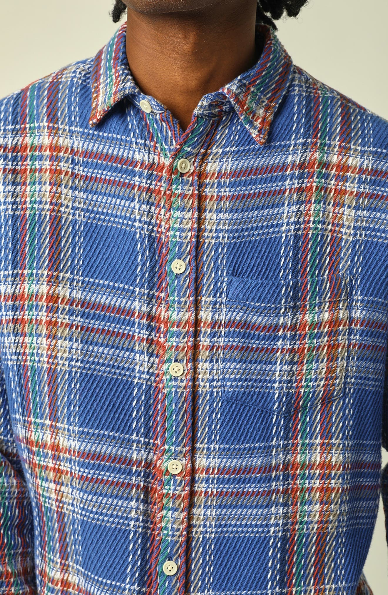 Big Twill Plaid Cotton Button-Up Shirt - image 2