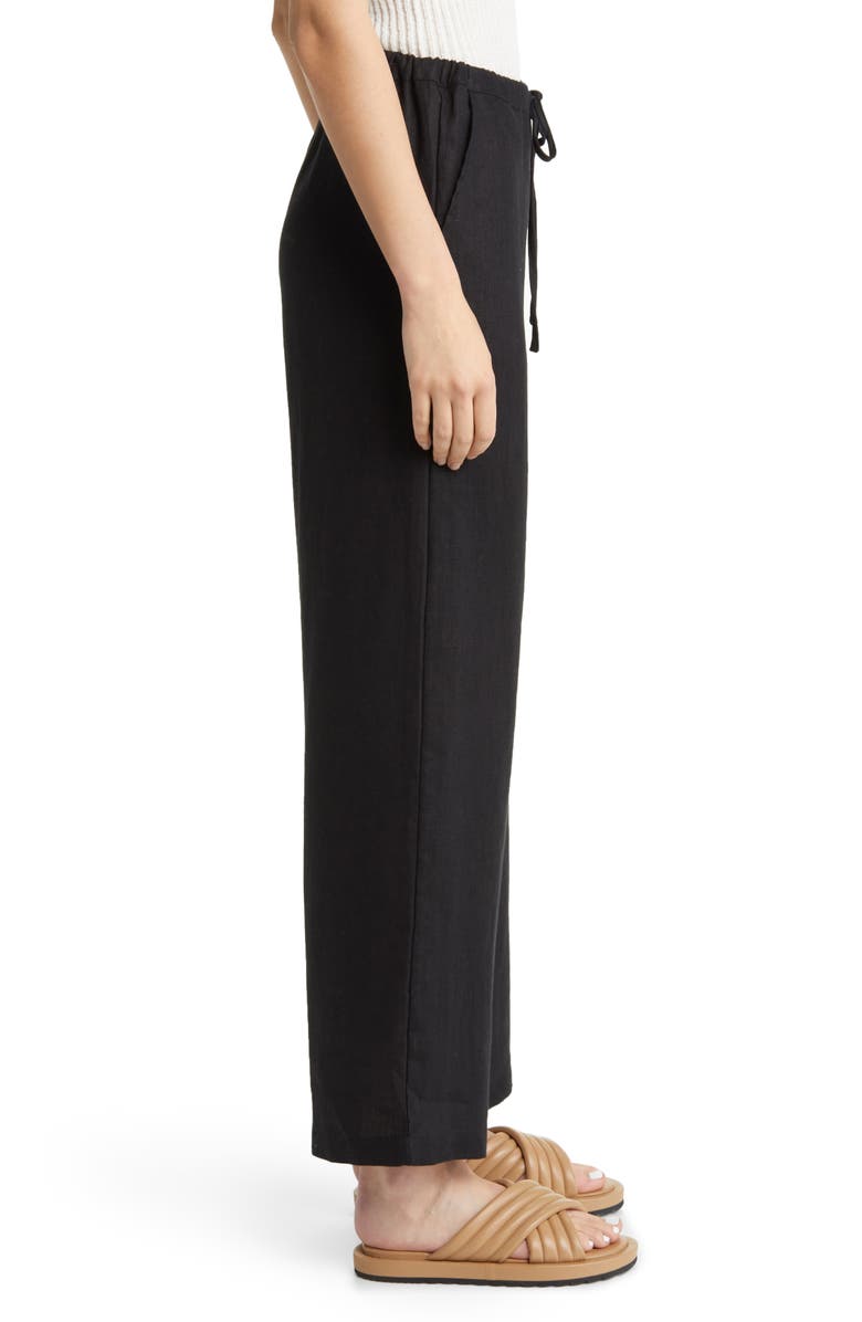 Rails Emmie Drawstring Wide Leg Linen Pants, Alternate, color, Black