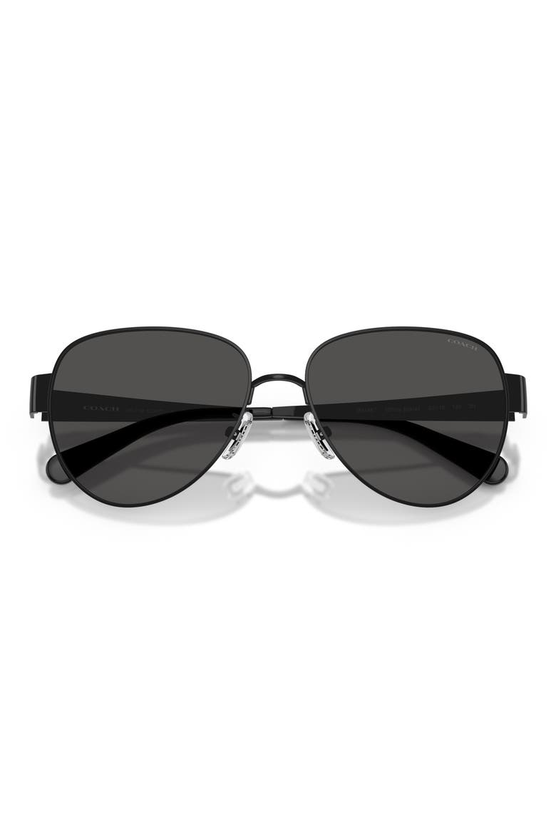 57mm Pilot Sunglasses, Alternate, color, SHINY BLACK / GREY SOLID