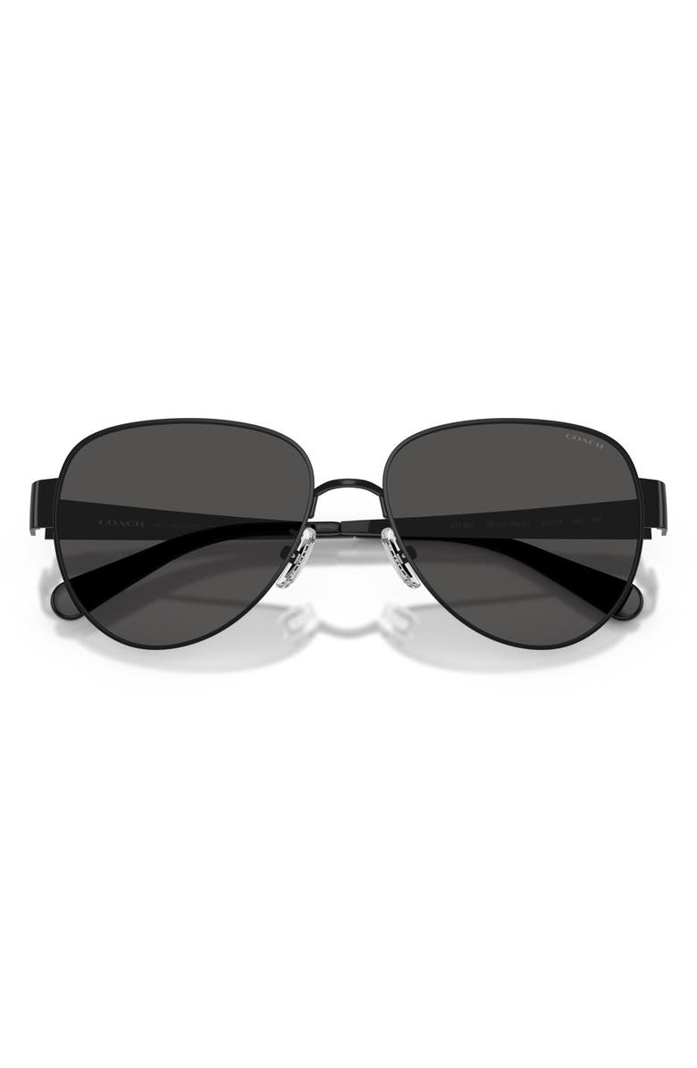 COACH 57mm Pilot Sunglasses, Alternate, color, Shiny Black / Grey Solid