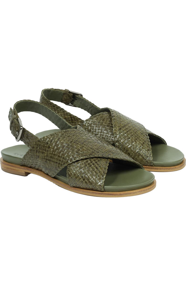Celtic & Co. Leather Woven Crossover Sandal, Main, color, Olive