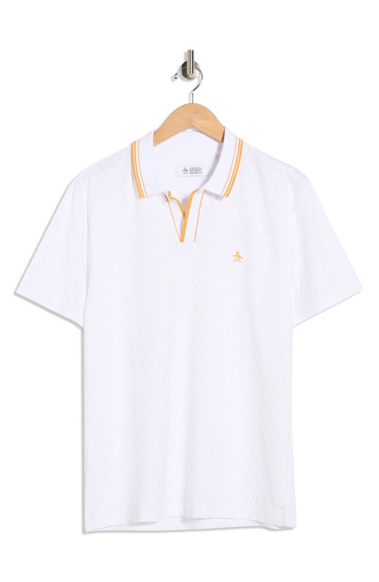 Original Penguin Textured Jacquard Johnny Collar Polo, Alternate, color, Bright White