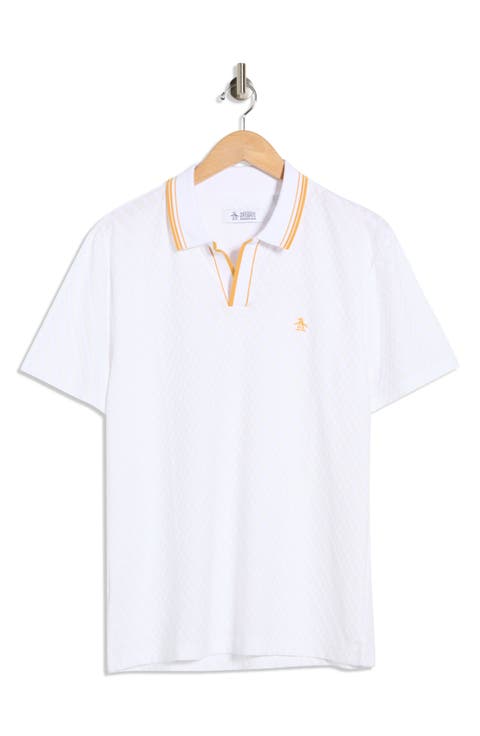 Textured Jacquard Johnny Collar Polo