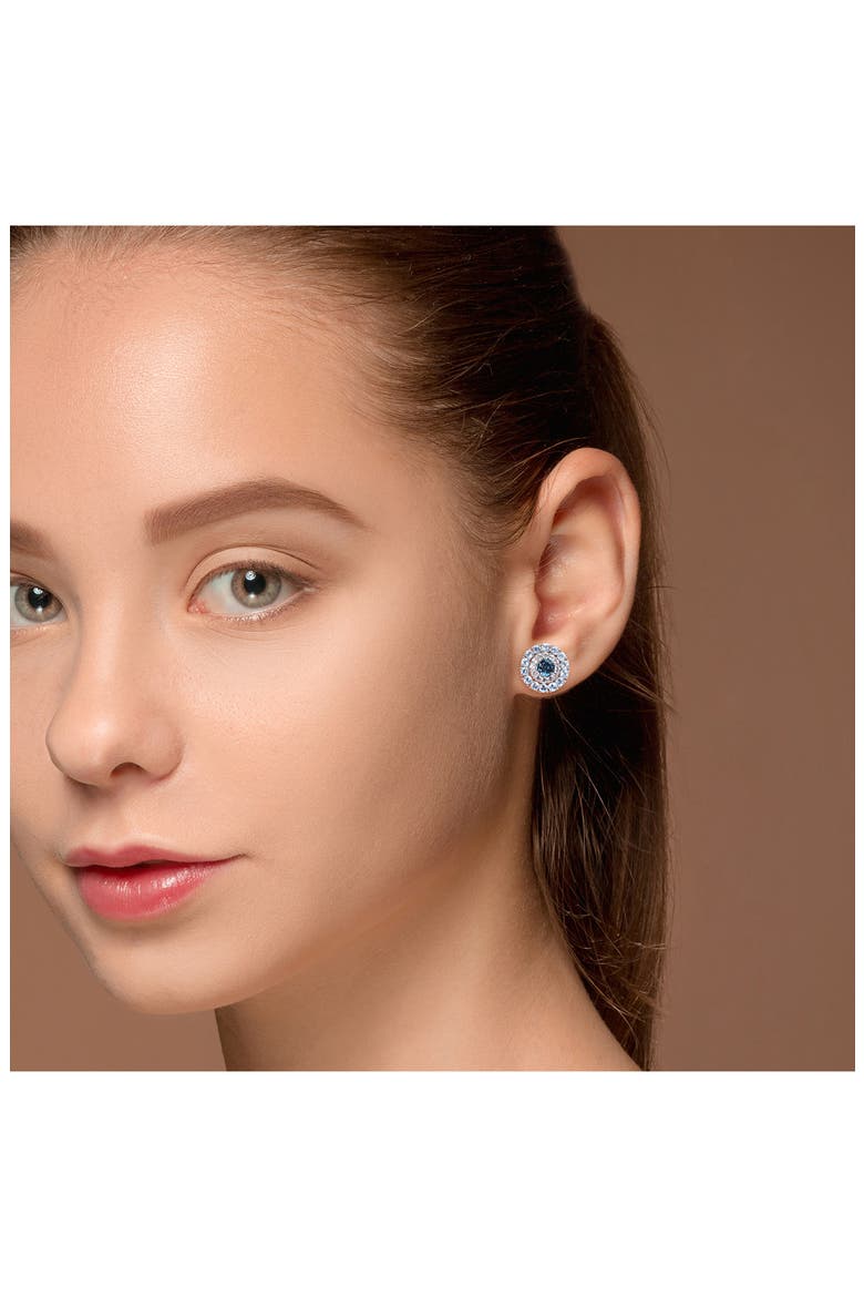 Blue Topaz & White Topaz Stud Earrings, Alternate, color, BLUE