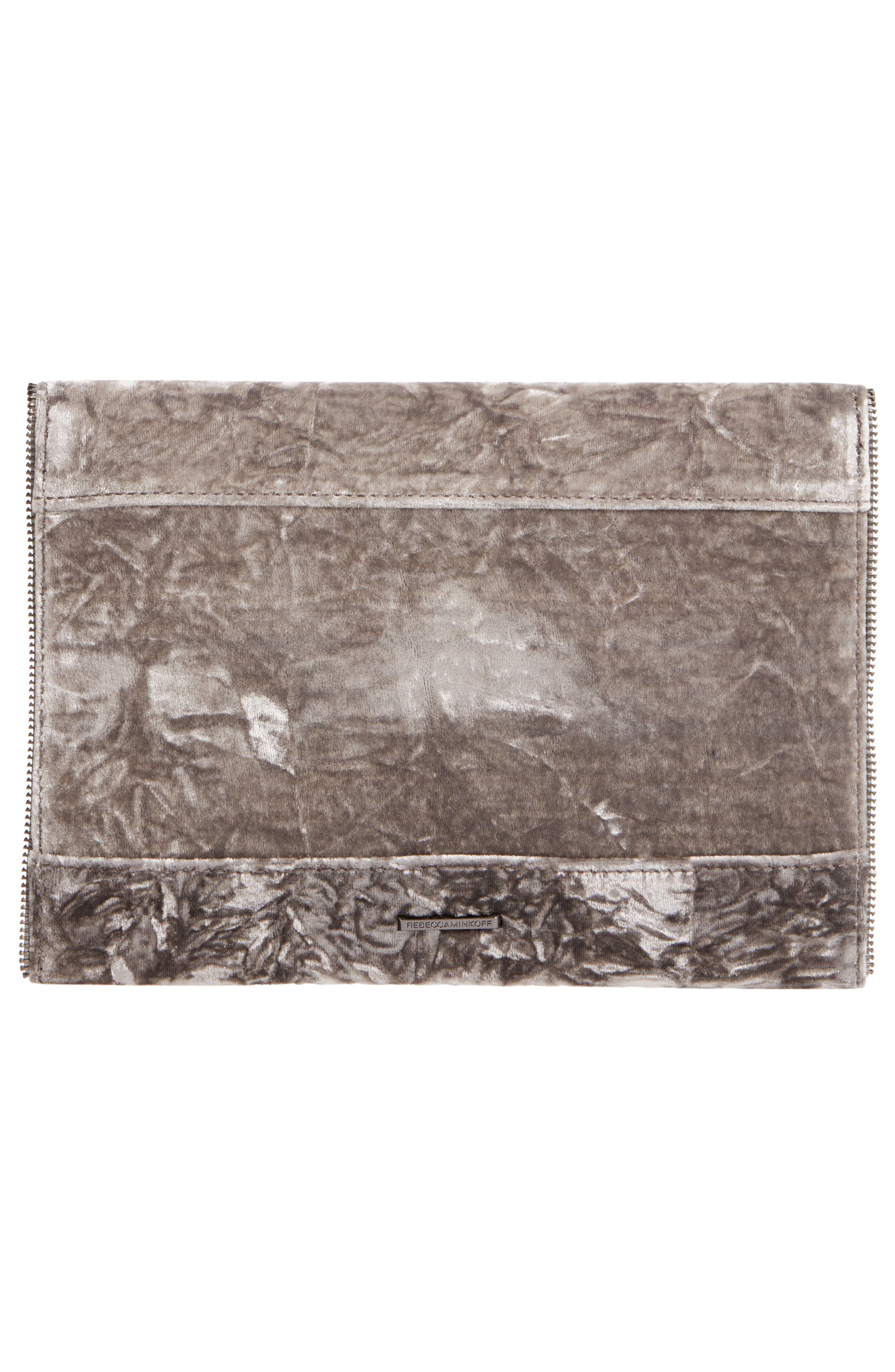 Leo Velvet Envelope Clutch, Alternate, color, GREY