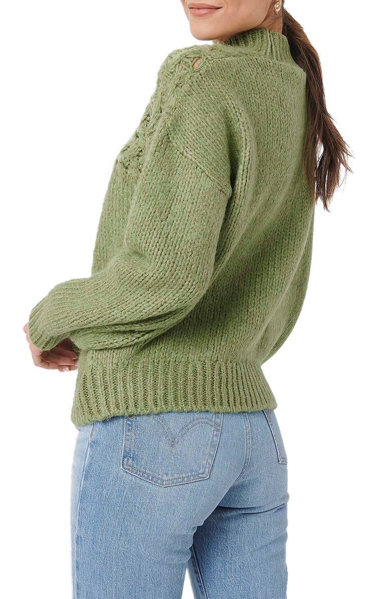 NA-KD Cable Knit Mock Neck Sweater, Alternate, color, 