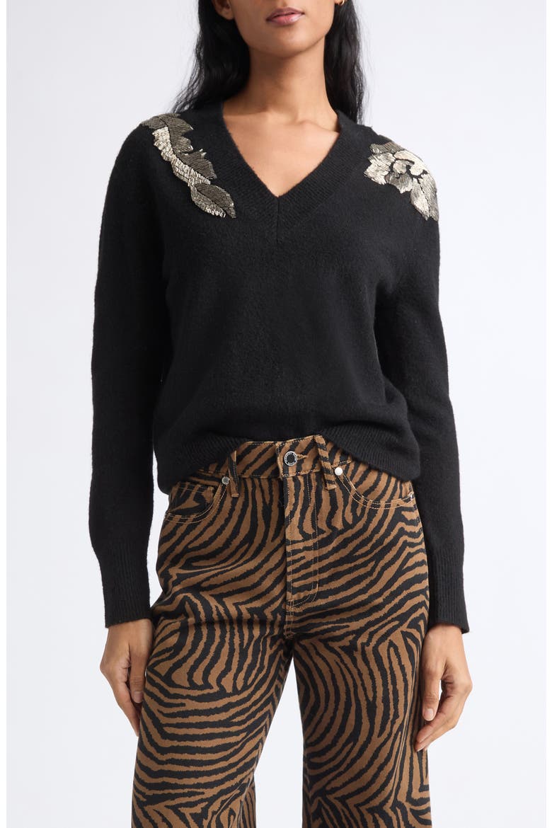 Saelith Embellished Sweater, Main, color, BLACK