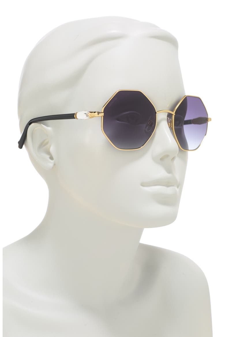 55mm Geometric Sunglasses, Alternate, color, SHINY DEEP GOLD / SMOKE