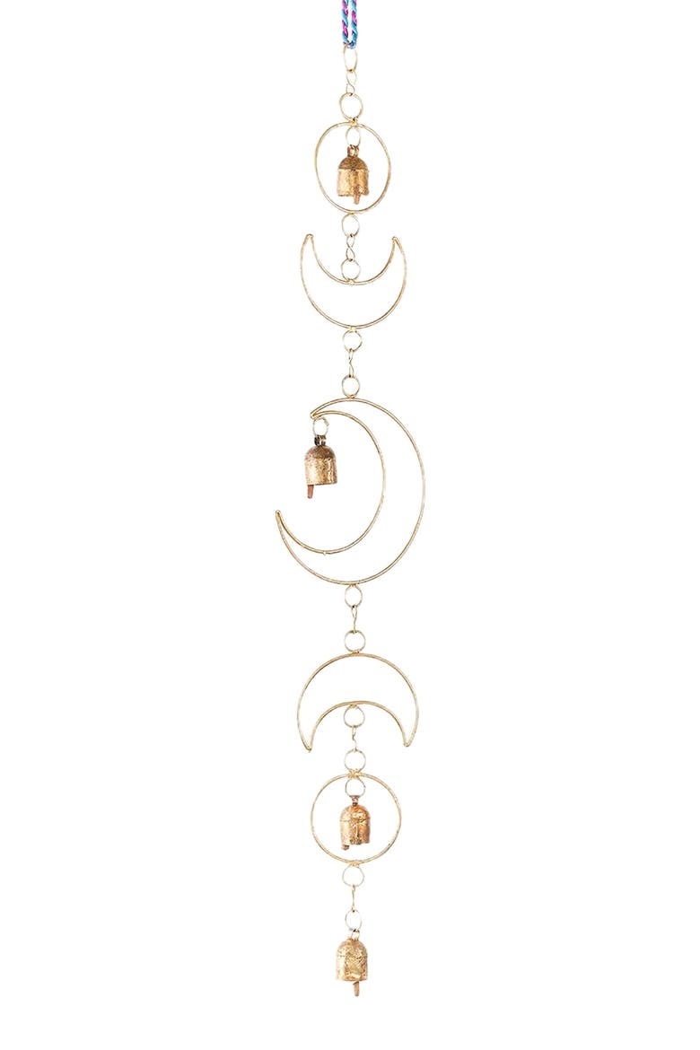 Indukala Large Moon Phase Bell Wind Chime - Home Decor, Main, color, Gold