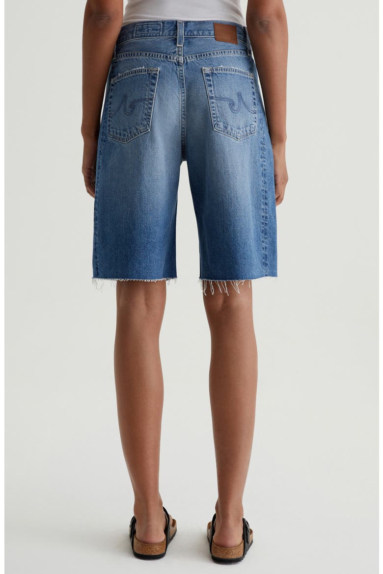 Hattie Raw Hem High Waist Long Denim Barrel Shorts, Alternate, color, GEMINI