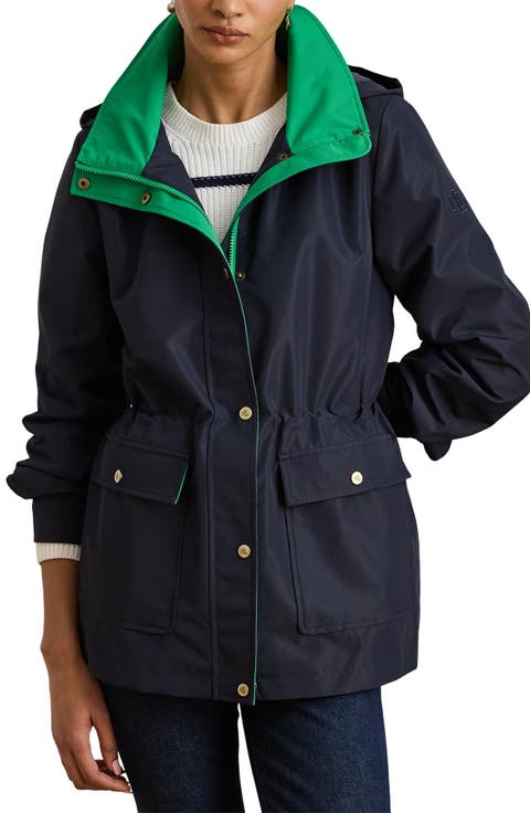 Hooded Contrast Trim Windbreaker