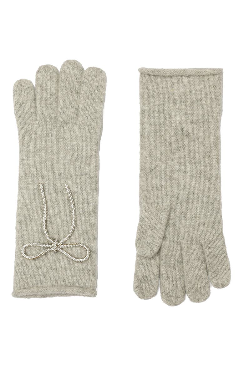 Embellished Bow Knit Gloves, Alternate, color, QUARRY GREY