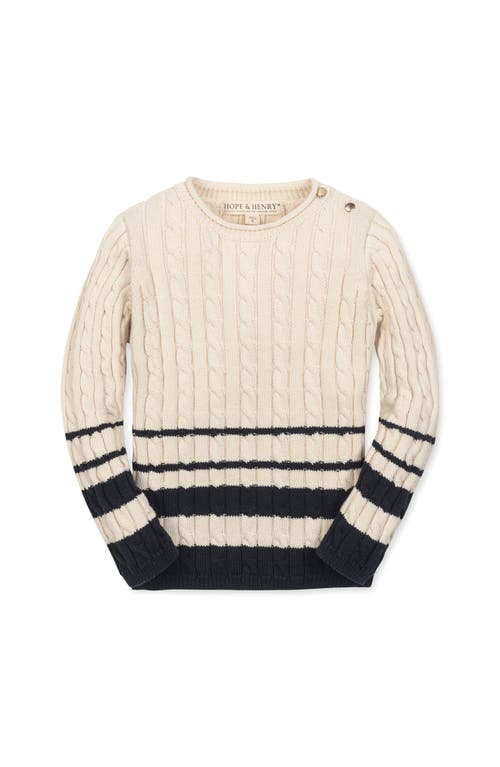 Hope & Henry Kids' Organic Roll Neck Cable Sweater In Neutral