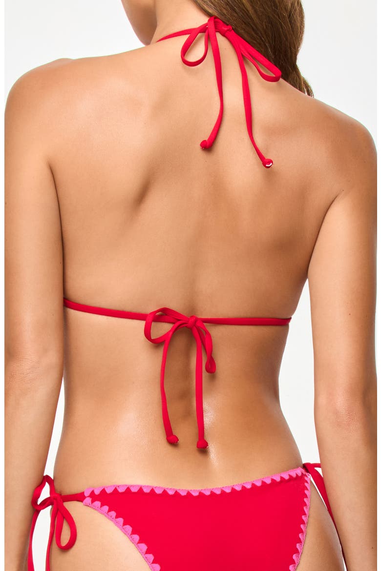 Zahra Embroidered Halter Swim Top, Alternate, color, LIPSTICK RED/ SWEETHEART