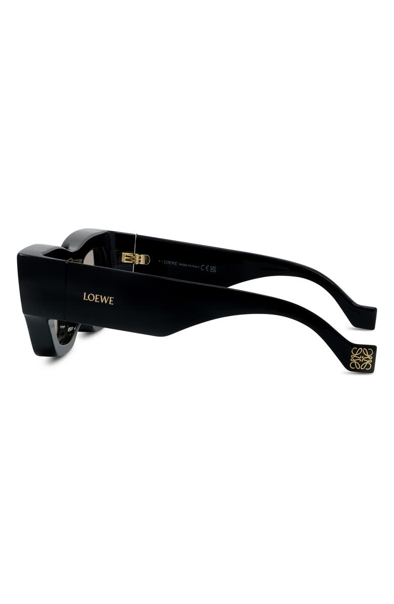 Loewe Signature 56mm Rectangular Sunglasses, Alternate, color, Shiny Black / Smoke Mirror