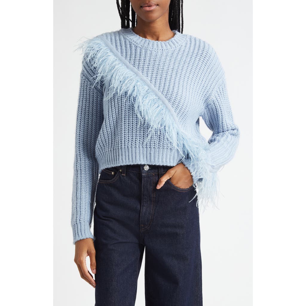 Cinq À Sept Kaelie Feathered Fringe Sweater In Blue