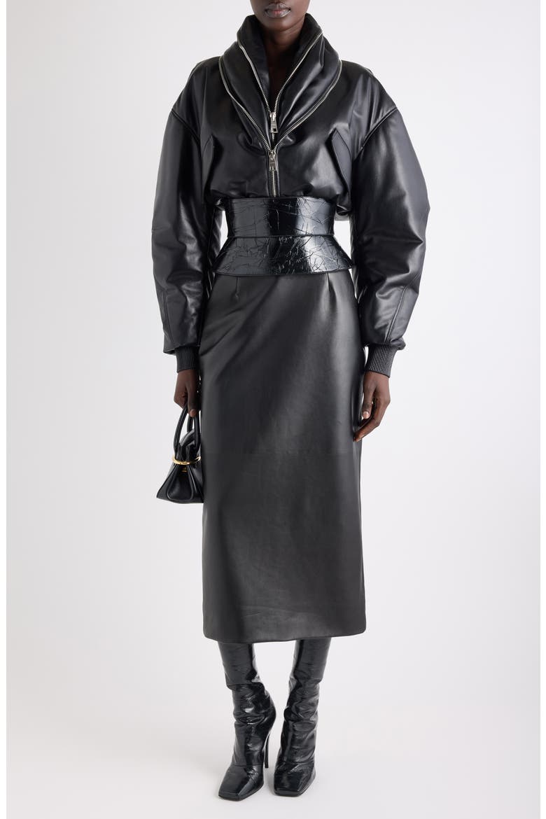 Leather Pencil Skirt, Alternate, color, 001-BLACK