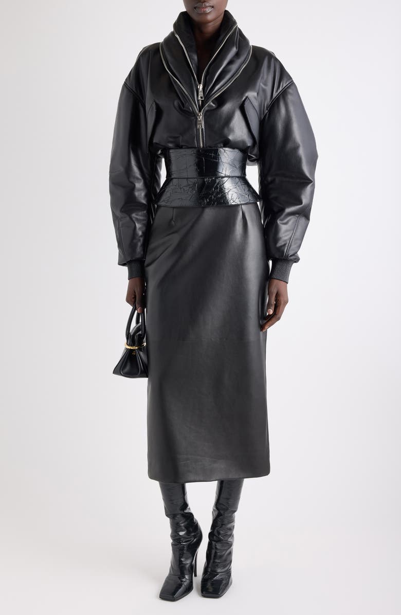 Givenchy Leather Pencil Skirt, Alternate, color, 001-Black