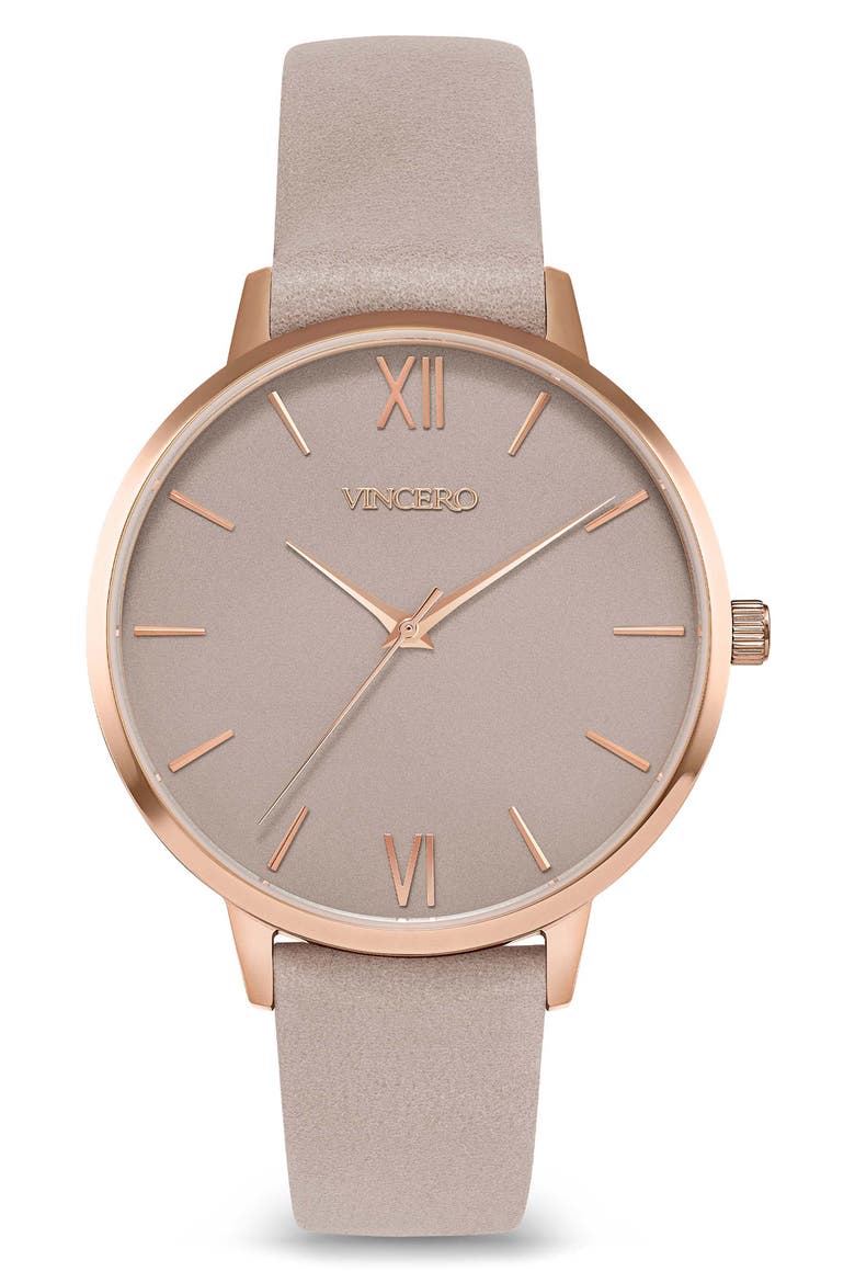 Eros Leather Strap Watch, 38mm, Main, color, ROSE TAUPE