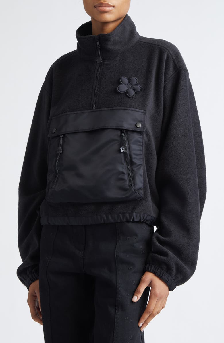 Cecilie Bahnsen Bastian Mixed Media Anorak, Alternate, color, Black