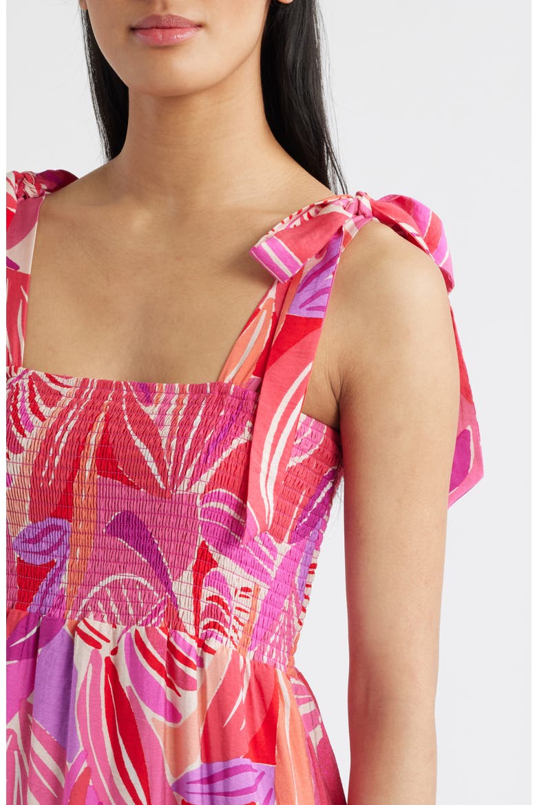 Henri Palm Royal Smocked Maxi Sundress, Alternate, color, FUCHSIA MULTI
