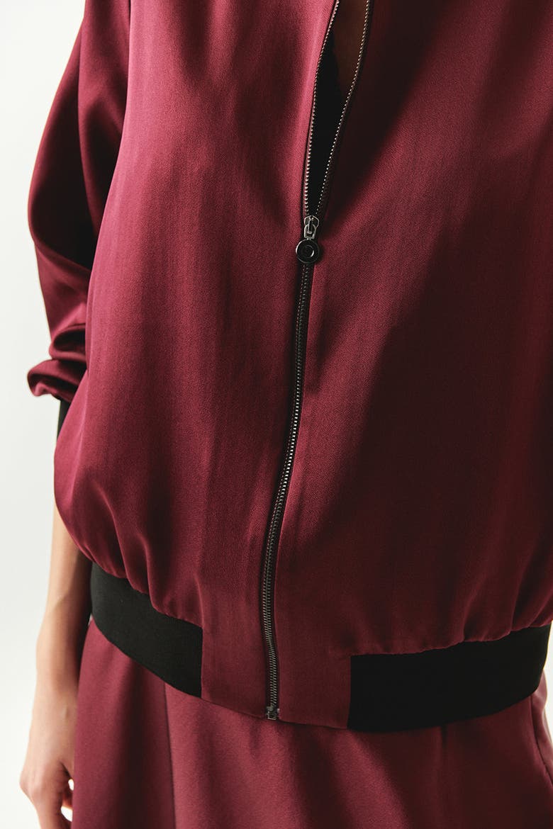 Lacey Bomber Jacket, Alternate, color, BURGUNDY