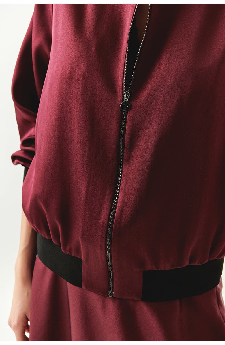 Exquise Lacey Bomber Jacket, Alternate, color, Burgundy