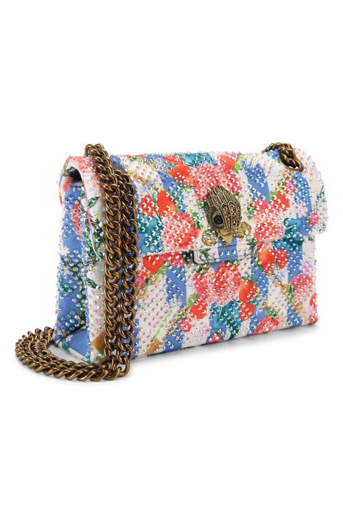 Shop Kurt Geiger London Mini Kensington Crystal Embellished Fabric Crossbody Bag In Open White