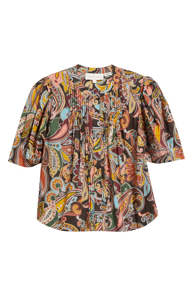 LOVE THE LABEL Maggie Pintuck Puff Sleeve Top, Alternate, color, Paisley Fanfare Liberty Print
