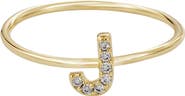 Adornia Pavé CZ Initial Charm Ring