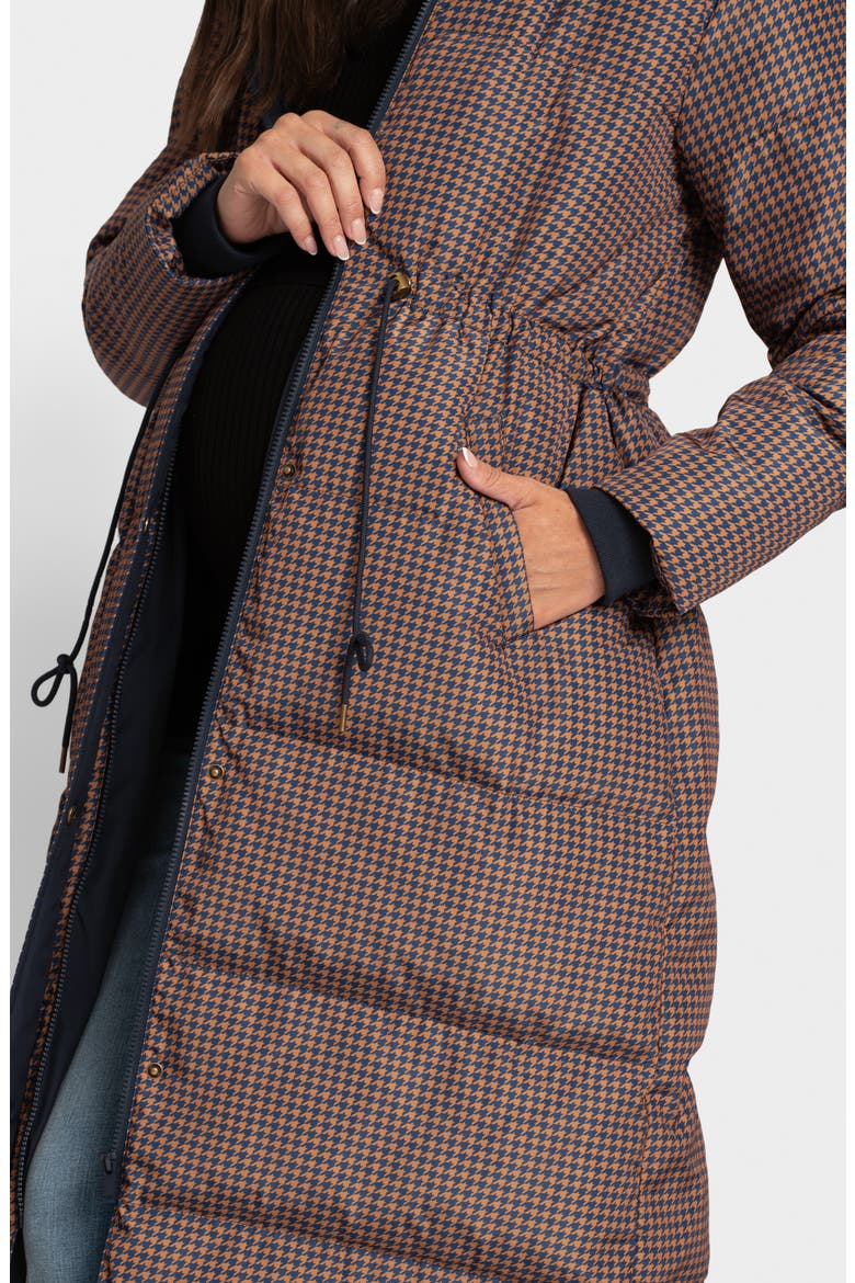 Houndstooth Water Resistant Quilted Maternity Coat, Alternate, color, OXFORD