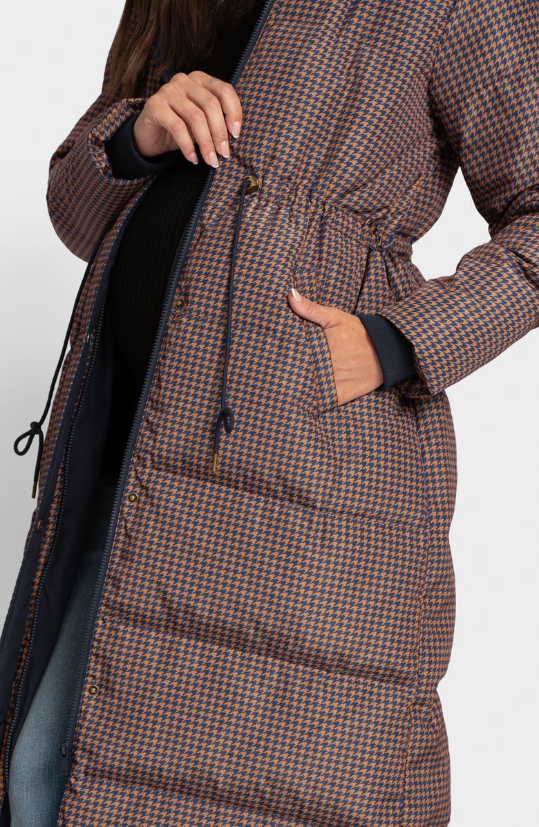 Seraphine Houndstooth Water Resistant Quilted Maternity Coat, Alternate, color, 