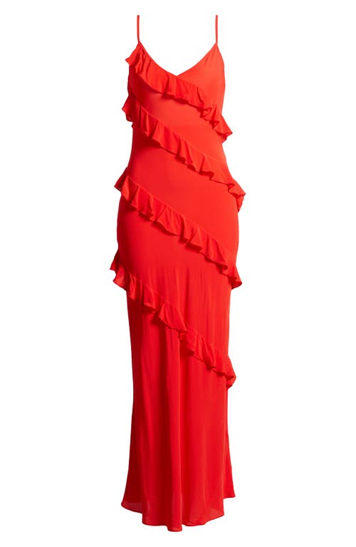 Shop Good American Bias Cut Ruffle Chiffon Slipdress In Grenadine003