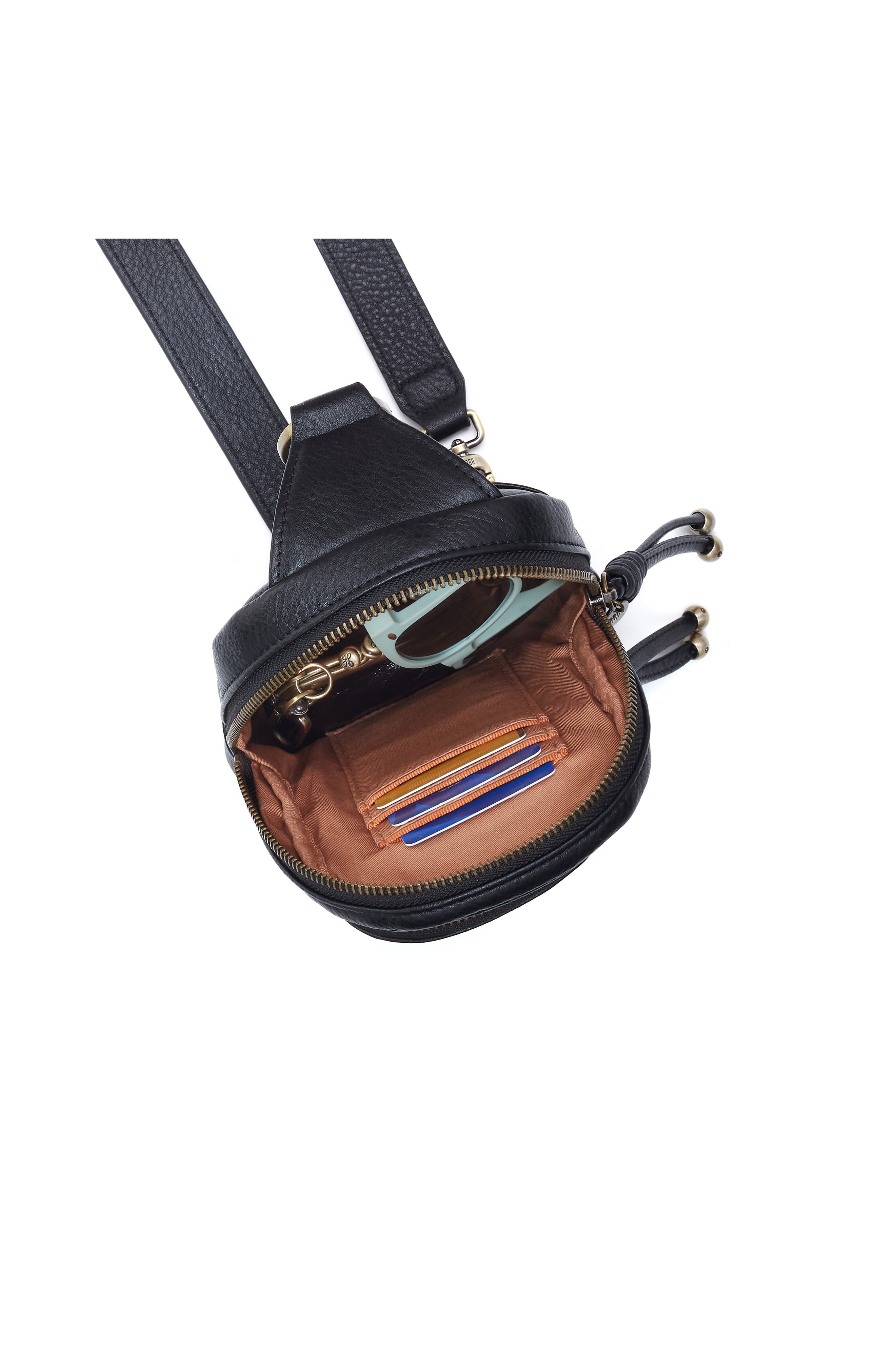 HOBO Small Cass Leather Sling Bag, Alternate, color, Black