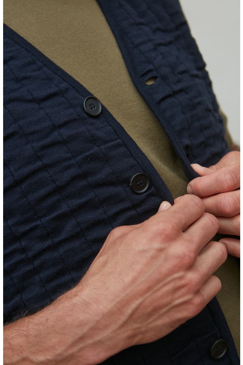 Cotton Quilted Knitted Gilet, Alternate, color, Navy