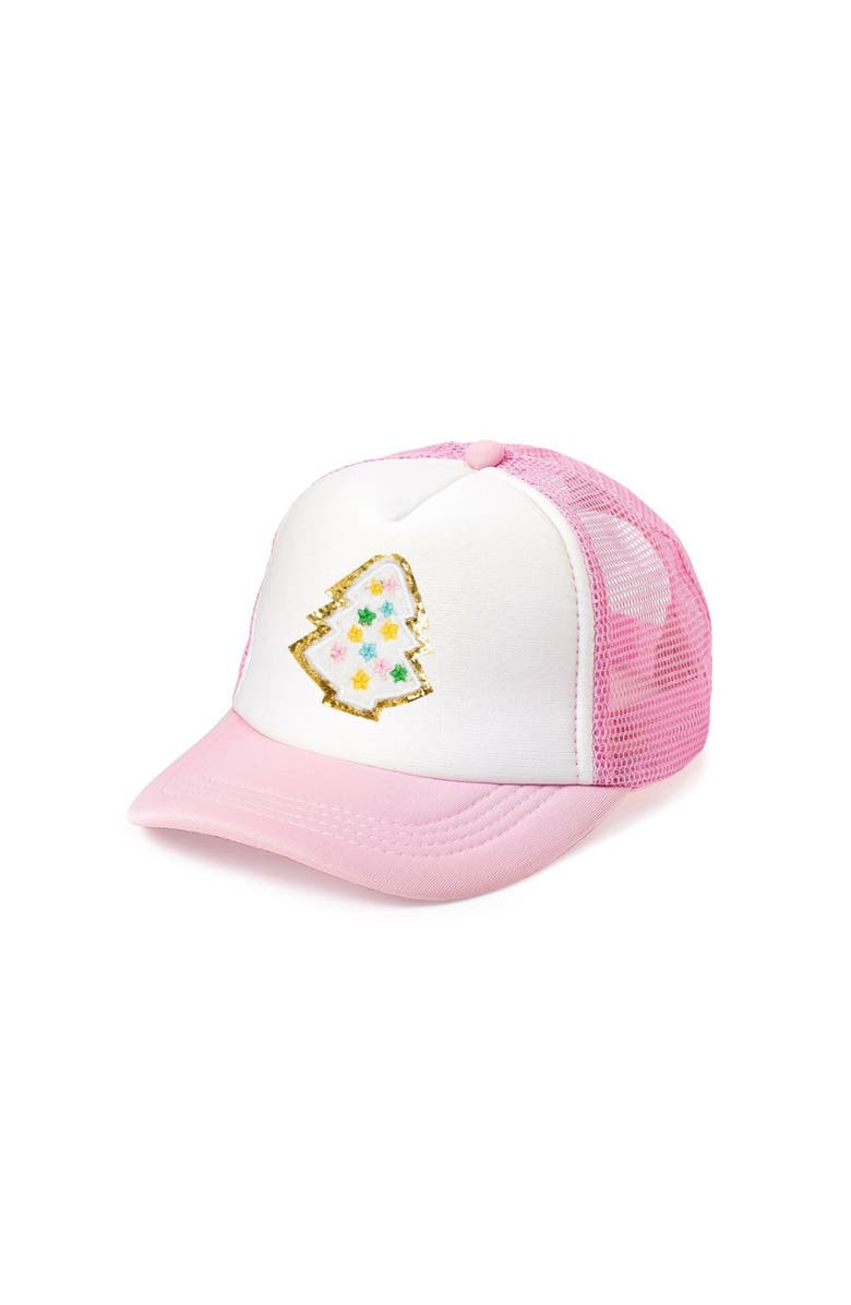 Sweet Wink Pastel Christmas Tree Patch Trucker Hat, Main, color, 