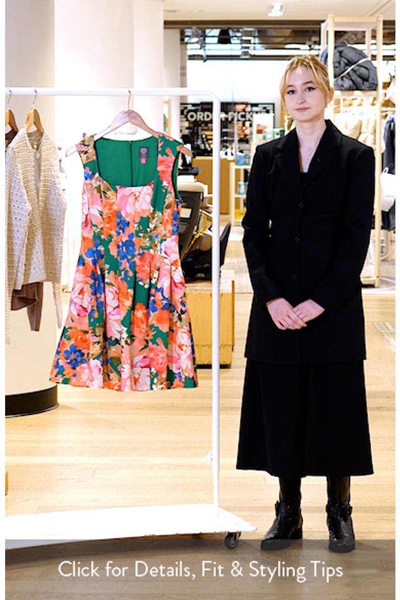 Floral Pleated Scuba Knit Fit & Flare Dress video