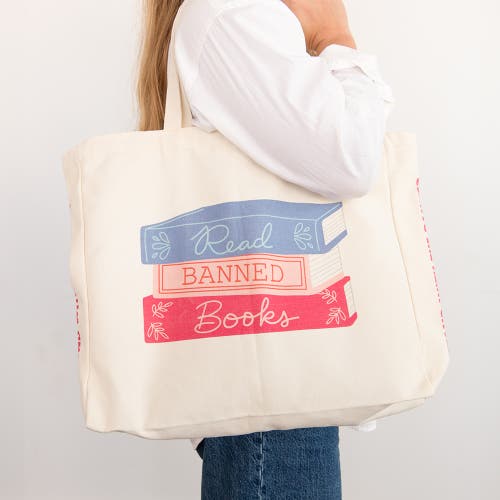 Jollity & Co Book Club Read Banned Books Large Canvas Tote Bags In Assorted Pre-pack