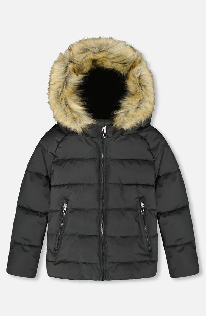 Deux par Deux Kids Gender Inclusive Puffy Winter Jacket, Main, color, Black