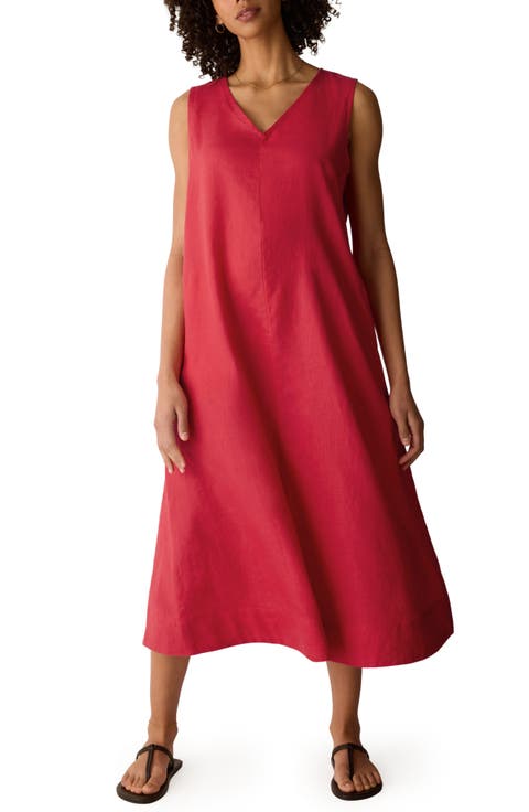 Sleeveless Organic Linen Midi Shift Dress (Regular & Petite)