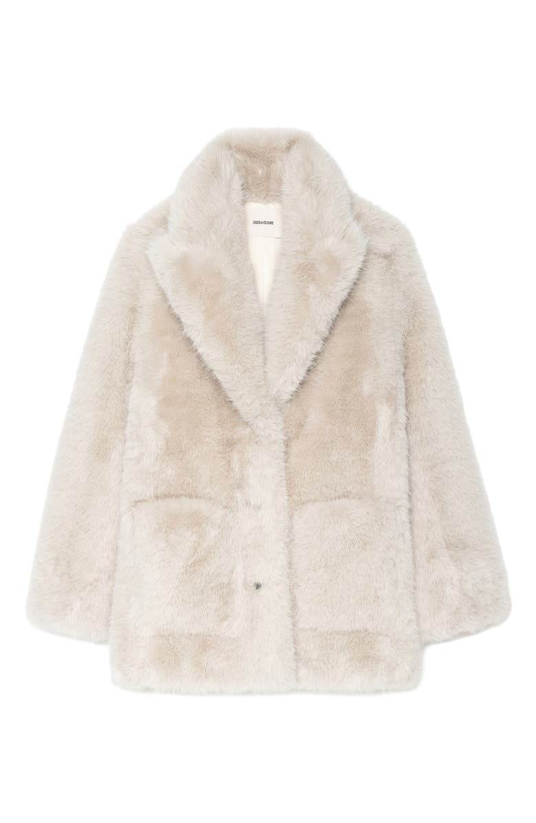 Zadig & Voltaire Fleur Faux Fur Coat, Alternate, color, Ecru