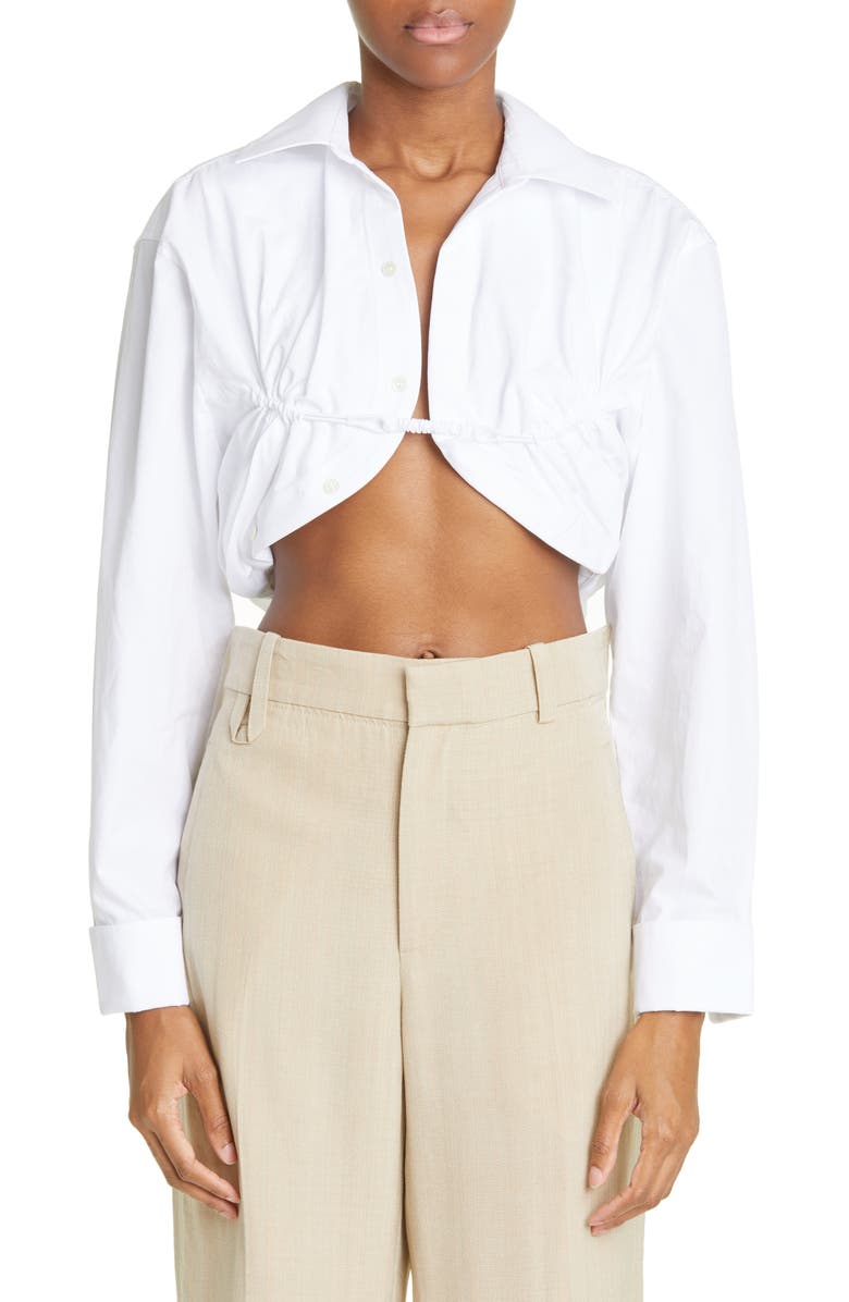 Jacquemus La Chemise Machou Cotton Poplin Bolero Shirt, Main, color, 