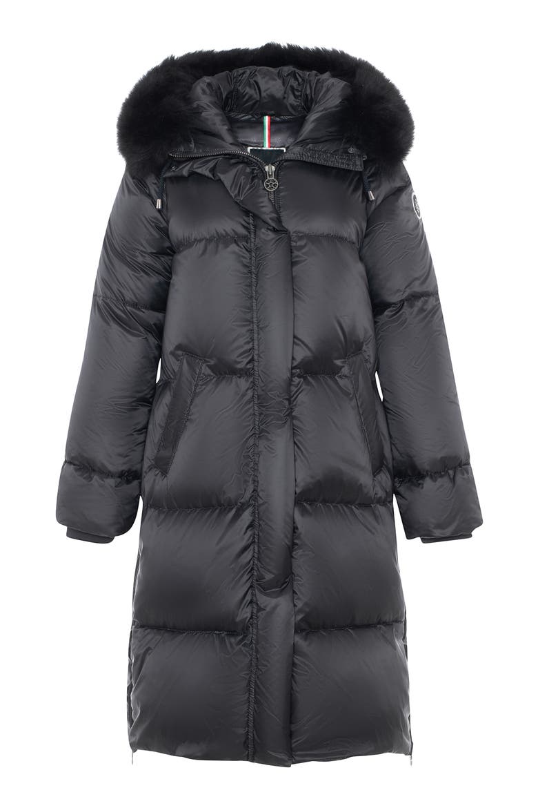 Apres-Ski Long Parka with Detachable Toscana Lamb Hood Trim, Alternate, color, Black/Black