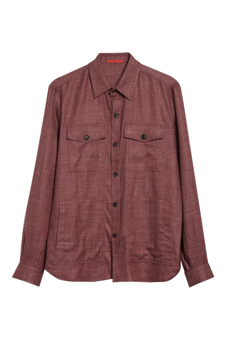 The Wool & Silk Blend Overshirt, Alternate, color, DARK RED