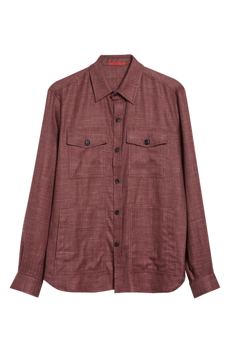 ISAIA The Wool & Silk Blend Overshirt, Main, color, Dark Red