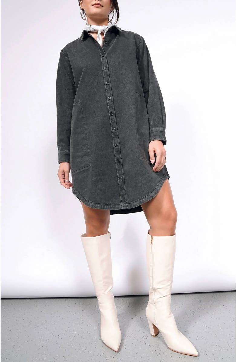 WILDFANG The Essential Denim Long Sleeve Shirt Dress, Main, color, 