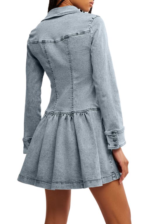 Free People Roadhouse Long Sleeve Denim Shirtdress In On The Road Rinse