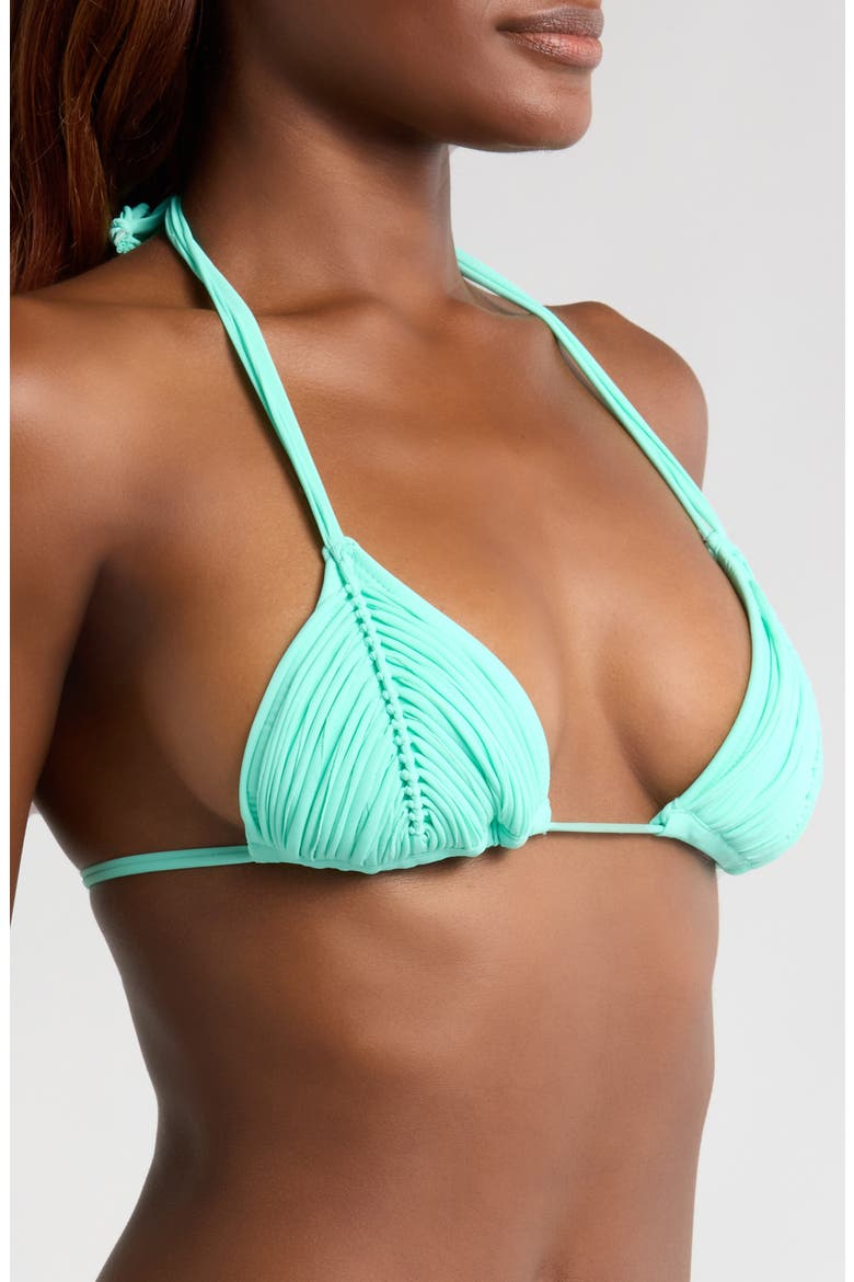 Isla Macramé Triangle Bikini Top, Alternate, color, SEAFOAM
