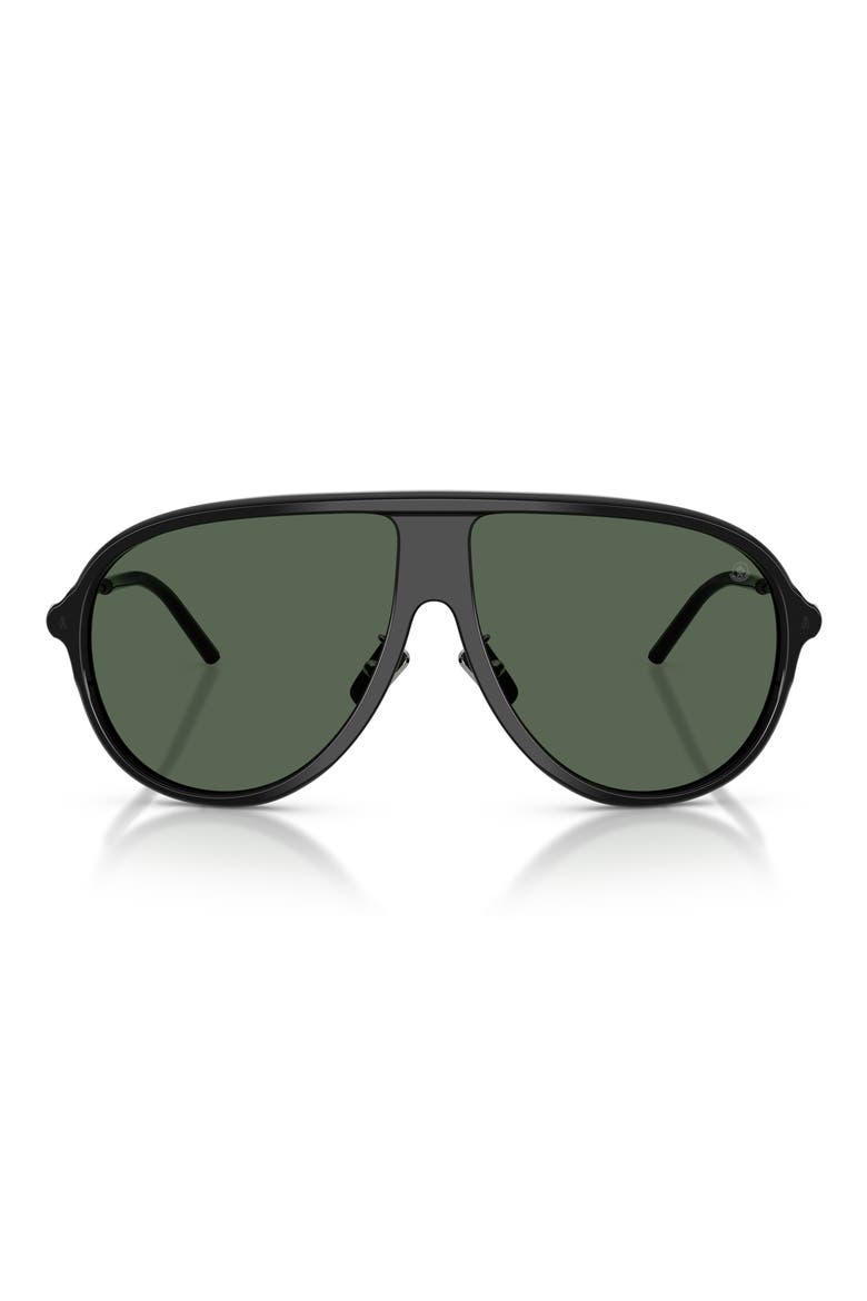 61mm Pilot Sunglasses, Main, color, SHINY BLACK / DARK GREEN